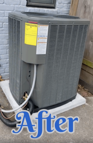 new ac condenser unit installed outside a home in houston