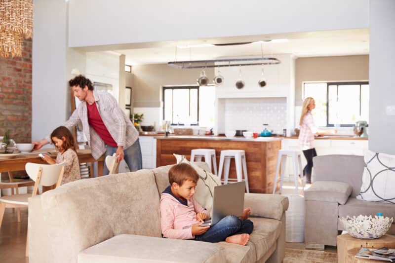 family spending time together in their living room