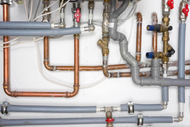 pipes and a heating system of a home