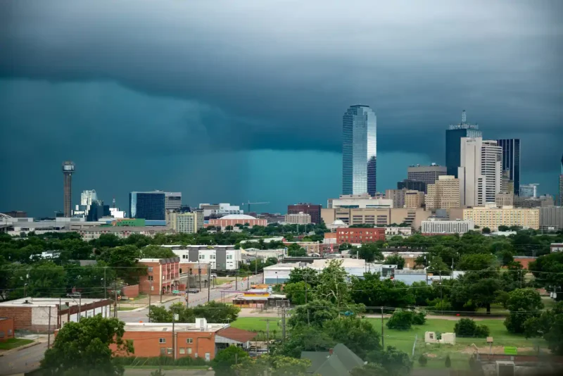 Houston landscape overcast with storms